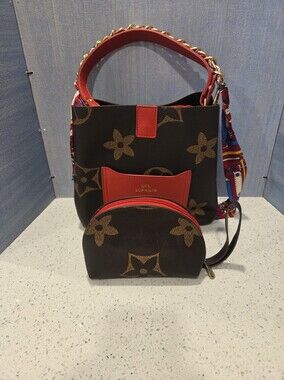 SPL Sophilin Brown Monogram Coated Canvas Shoulder Bag With Cosmetic Pouch